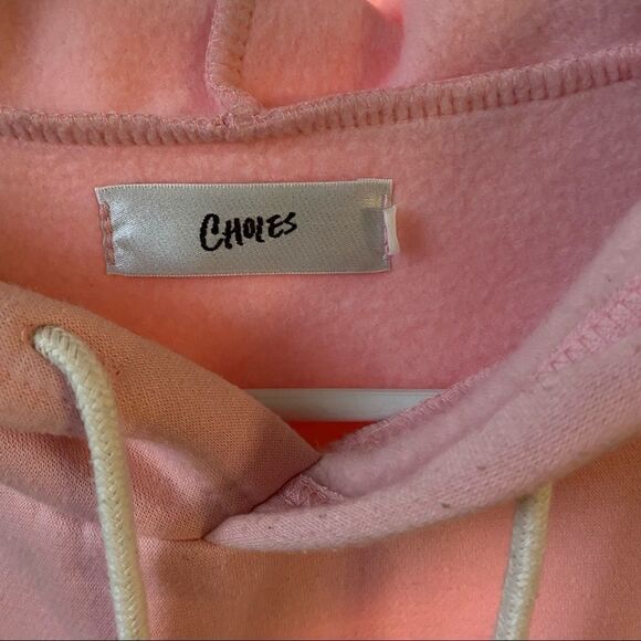 FRIENDS Pink Drawstring Long Sleeve Hooded Hoodie Sweatershirt Medium - Picture 5 of 7